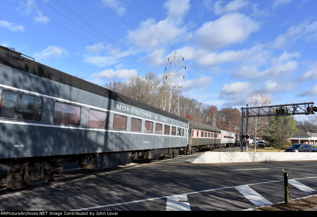 Whippany RR Museum Polar Express train continuing to cross Rt. 10 at grade